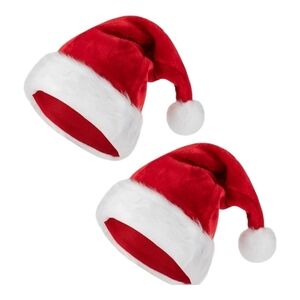 Festive Red and White Santa Hats Set Of 2 NWT